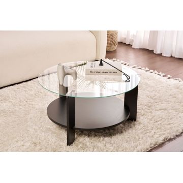 Masuta de cafea, Nordure, Clara, Lemn negru / Transparent