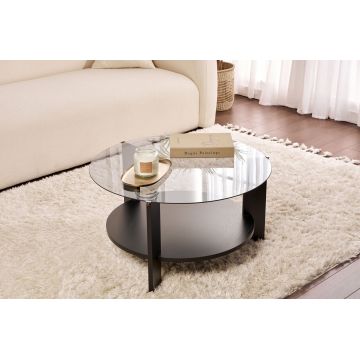 Masuta de cafea, Nordure, Clara, Negru lemn / Fumuriu