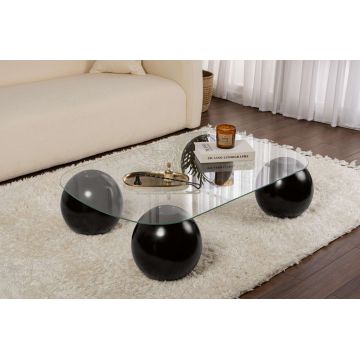 Masuta de cafea, Nordure, Evara, Negru/Transparent