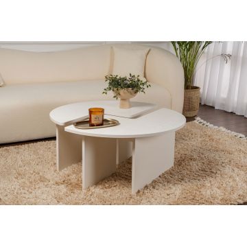 Masuta de cafea, Nordure, Moira, 90x41 cm, Alb de lemn