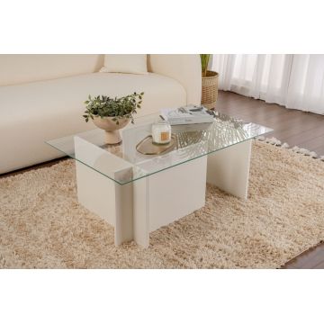 Masuta de cafea, Nordure, Vetrino, Alb din lemn