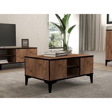 Masuta de cafea, Puqa Design, Cide, 90x45x60 cm, PAL, Pin Atlantic / Negru