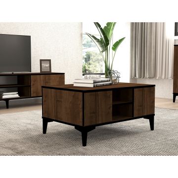 Masuta de cafea, Puqa Design, Gediz, 90x45x60 cm, PAL, Nuc / Negru