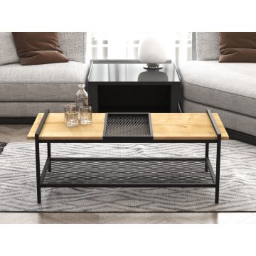 Masuta de cafea, Puqa Design, Mata, 120x45x56 cm, PAL, Nuc / Negru