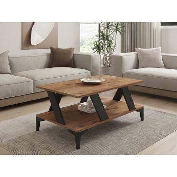 Masuta de cafea, Puqa Design, Tabla, 100x40x60 cm, PAL, Antracit / Pin Atlantic