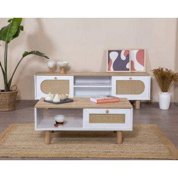 Masuta de cafea, Wolina, Bohem, 100x45x45 cm, Stejar alb