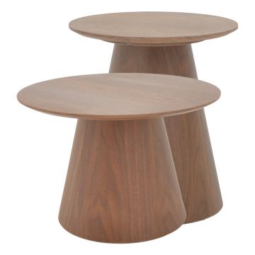 Masute cafea Kayano  set 2 bucati mdf culoare nuc
