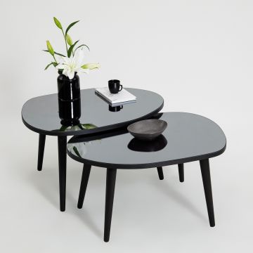 Masute, Neostill, Gusto Set- Black, Fumuriu, Sticla temperata , Negru / Fume