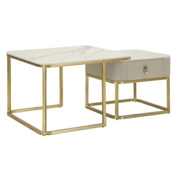 Mauro Ferretti Set De 2 Măsuțe De Cafea Beauty,  70 X 70 X 48 Cm Și 50 X 50 X 43,5 Cm | Aosom Romania
