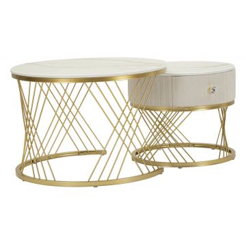 Mauro Ferretti Set De 2 Masute De Cafea Votix,  Cm Ø 70X48-50X43,3 | Aosom Romania