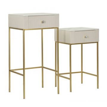 Mauro Ferretti Set De 2 Masute Inalte Cm Ø 45X90-40X68 | Aosom Romania
