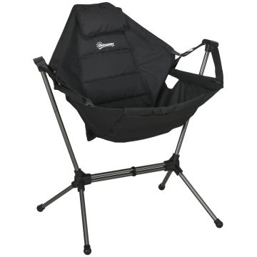 Outsunny Scaun balansoar de camping, pliabil, spătar reglabil, cadru de aluminiu, 54 x 100 x 101cm, Negru | Aosom Romania