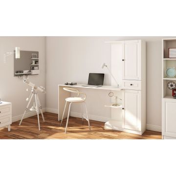 Set birou si biblioteca, Rabi, Rb-021, 120x75x40 cm, Alb mat