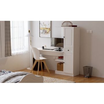 Set birou si biblioteca, Rabi, Rb-116, 120x75x40 cm, Alb mat