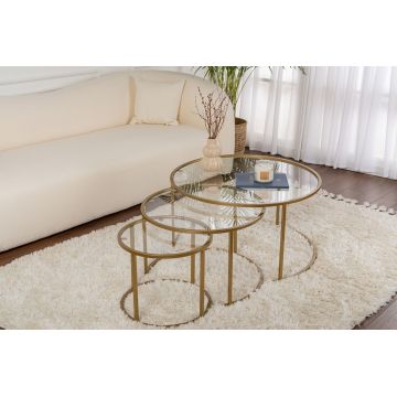 Set masuta de cafea, Nordure, Aurum, Auriu / Transparent