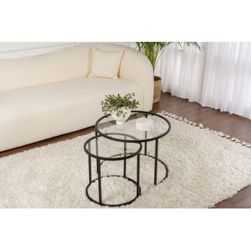 Set masuta de cafea, Nordure, Aurum, Negru/Transparent