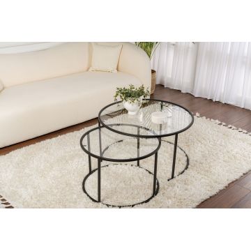 Set masuta de cafea, Nordure, Aurum, Negru/Transparent