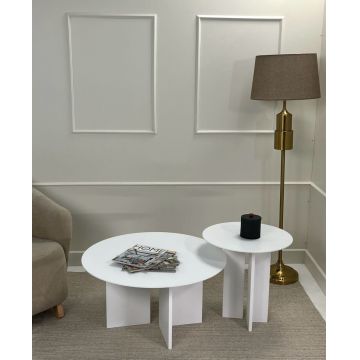 Set masuta de cafea, Rotexa, Leo (45 + 42), Alb