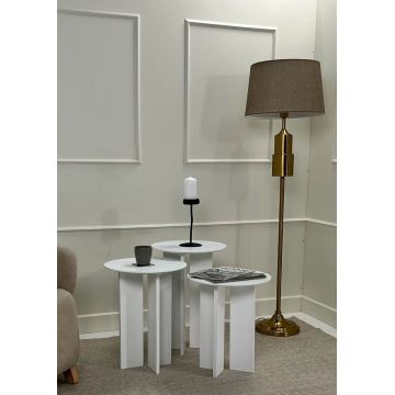 Set masuta de cafea, Rotexa, Leo (55 + 50 + 45), Alb