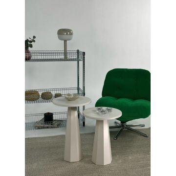 Set masute 2 piese, Rotexa, Lilyum (57 + 47), Crem