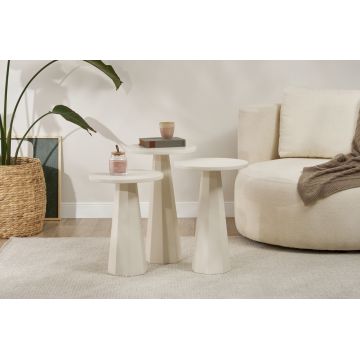 Set masute 2 piese, Rotexa, Lilyum (57 + 52 + 47), Alb