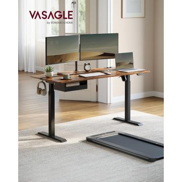 Birou electric cu inaltime ajustabila, Vasagle, 160x70x72-120 cm, PAL/otel, maro rustic