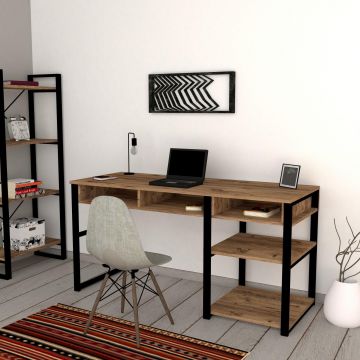 Birou Emro, Nuc/Negru, 150x76x59 cm
