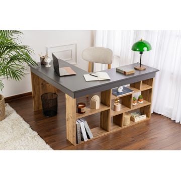 Birou, Nordure, Vesper, 130x72x120 cm, PAL, Antracit / Pin Atlantic