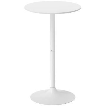 HOMCOM Masă de Bar Înaltă, Masă Modernă Rotundă de Dining cu Blat Vopsit și Bază din Oțel, Masă Bistro pentru 2 Persoane, Alb | Aosom Romania