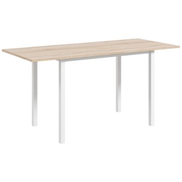 HOMCOM Masă de Comedor Extensibilă cu Picioare de Oțel pentru 4-6 Persoane 160x70x76 cm Lemn Natural | Aosom Romania