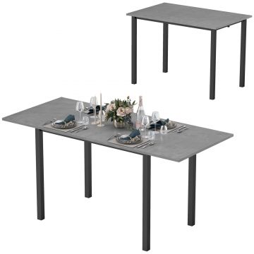 HOMCOM Masă de dining extensibilă masă de bucătărie design modern cu blat mare 6 persoane cadrul din oțel gri închis | Aosom Romania HOMCOM Masă de dining extensibilă masă de bucătărie design modern cu blat mare 6 persoane cadrul din oțel gri închis | Aosom Romania