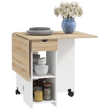 HOMCOM Masa de dining pliabilă masă de bucătărie extensibilă pentru 2 până la 4 persoane 2 aripi 120 x 72 x 75 cm stejar | Aosom Romania