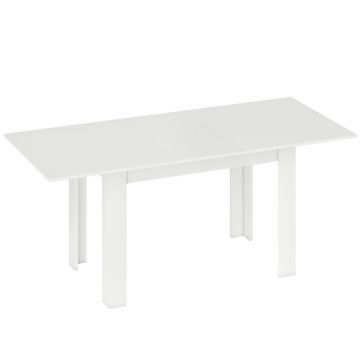 HOMCOM Masă extensibilă 140-180x80cm, albă, pentru 6-8 persoane, pentru spații mici | Aosom Romania
