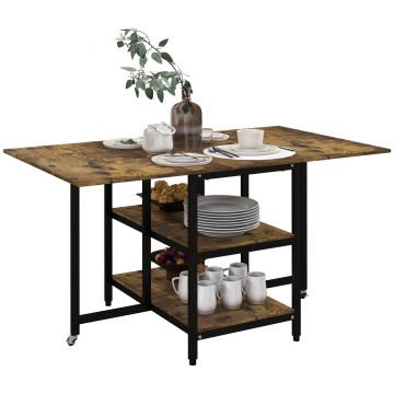 HOMCOM Masă Pliabilă Masă Extensibilă, Design Industrial, 140 cm x 80 cm x 75 cm | Aosom Romania