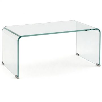 HOMCOM Măsuță din Sticlă Temperată Modernă pentru Living cu Design Monobloc, 80 x 45 x 35 cm, Transparent | Aosom Romania