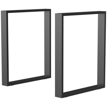 HOMCOM Set 2 Picioare de Masă Dreptunghiulare din Oțel, 60x8x72 cm, Negru | Aosom Romania
