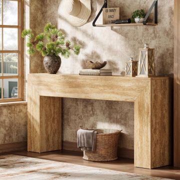 MAM27 - Masa Consola, 160 cm, masuta hol, Imitatie Travertin, living, dining, dormitor - Maro MAM27 - Masa Consola, 160 cm, masuta hol, Imitatie Travertin, living, dining, dormitor - Maro