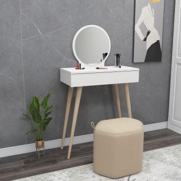 Masa de machiaj Elegant  Siena cu Sertar si cu Oglinda, 72 x 130 x 35 cm