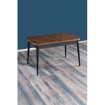 Masa de sufragerie extensibila, Beckley, Amalfi Motif, 131.5x79.5x76.5 cm, Nuc / Negru