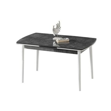 Masa de sufragerie extensibila, Beckley, Toskana, 132x79x76.5 cm, Antracit/Alb
