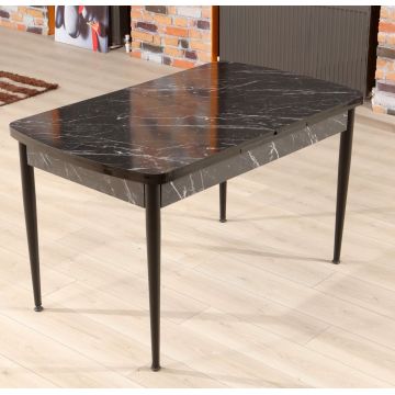 Masa de sufragerie extensibila, Beckley, Trend Bendır, 132x79x76.5 cm, Alb/Negru