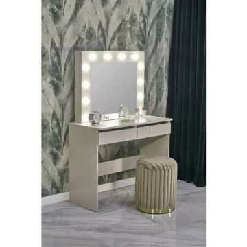 Masă de toaletă Hollywood 2, design modern, blat lemn furniruit, spațiu depozitare integrat, 94x43x140 cm, personalizabil