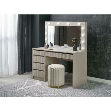 Masă de toaletă Hollywood 2 XL Casmir, design modern, blat lemn furniruit, spațiu depozitare, 120x55x140 cm, personalizabil