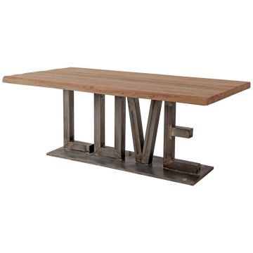 Masă din lemn, metal, 200/100/76 cm,