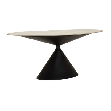 Masa dining Space, Mauro Ferretti, 180x90x76 cm, MDF/fier, crem/negru