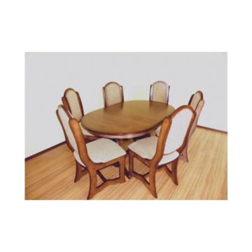 Masă Europa, design extensibil, structură robustă, PAL + furnir, 240 cm, Nuc