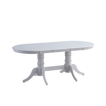 Masa extensibila NICE, lemn masiv, ovala, alb 150 190x90x76 cm