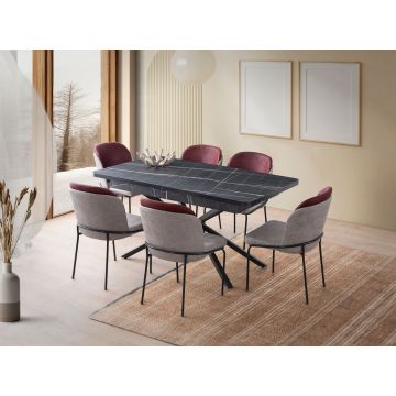 Masa extensibila, Nmobb, Falcon, 160x79x90 cm, PAL, Alb/Negru