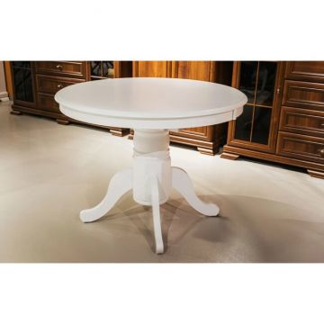 Masă extensibilă Olivia, design rotund elegant, structură solidă, sistem de extindere facil, 100x100x75 cm, Alb