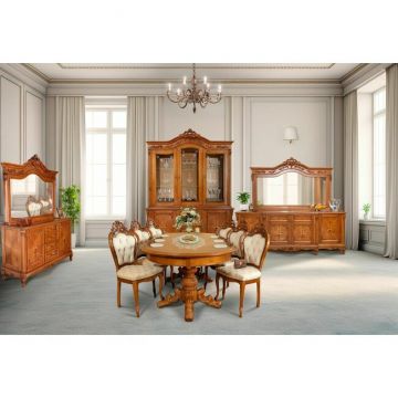 Masă extensibilă Principesa, blat MDF furniruit + picioare oțel, dimensiune 230-307x115x80 cm, nuc/negru